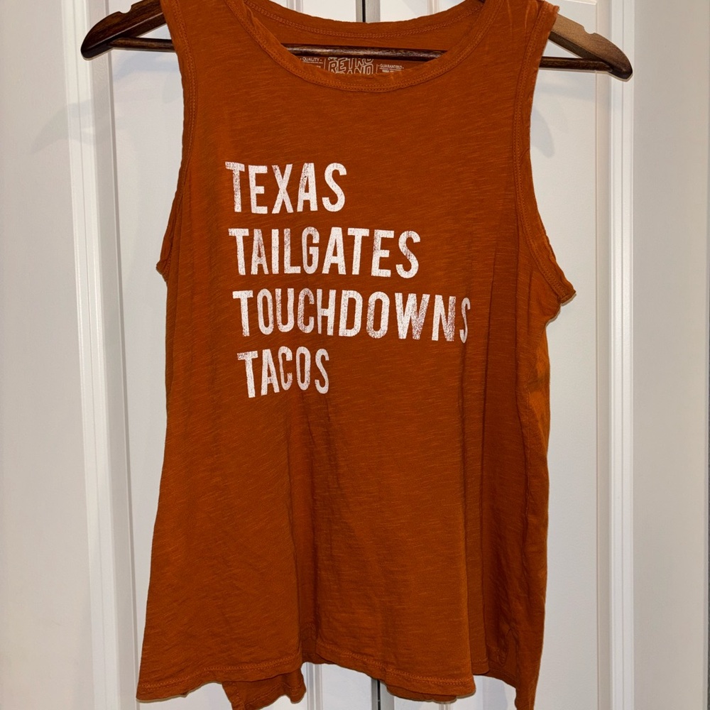 Burnt Orange Graphic Tank Top with Scoop Neckline